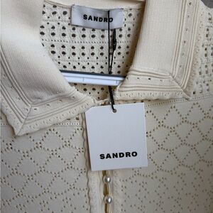 Sandro Cream Eyelet Knit Mini Dress